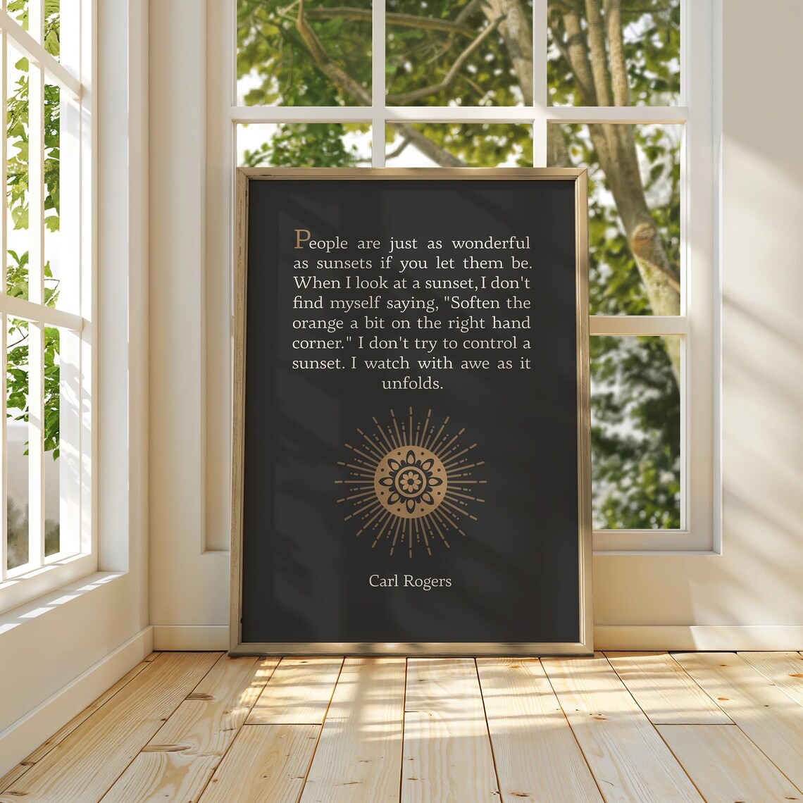 Carl Rogers Quote People Are Just As Wonderful As Sunsets Black Poster - Image 2