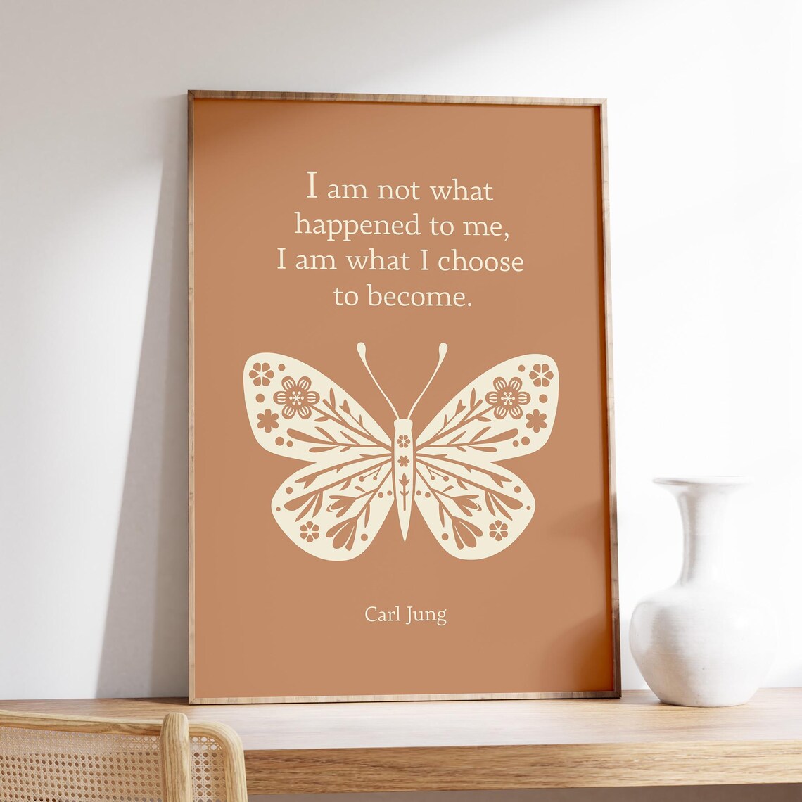 Carl Jung I Am What I Choose To Become Terracotta Butterfly Poster