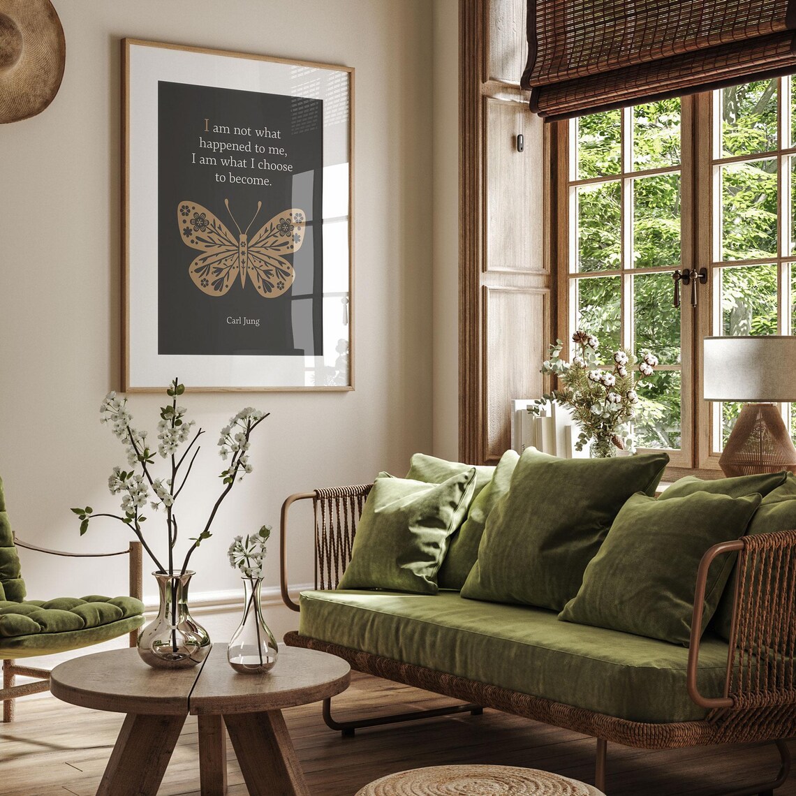 Carl Jung Quote I Am What I Choose To Become Gold Butterfly Poster - Image 5