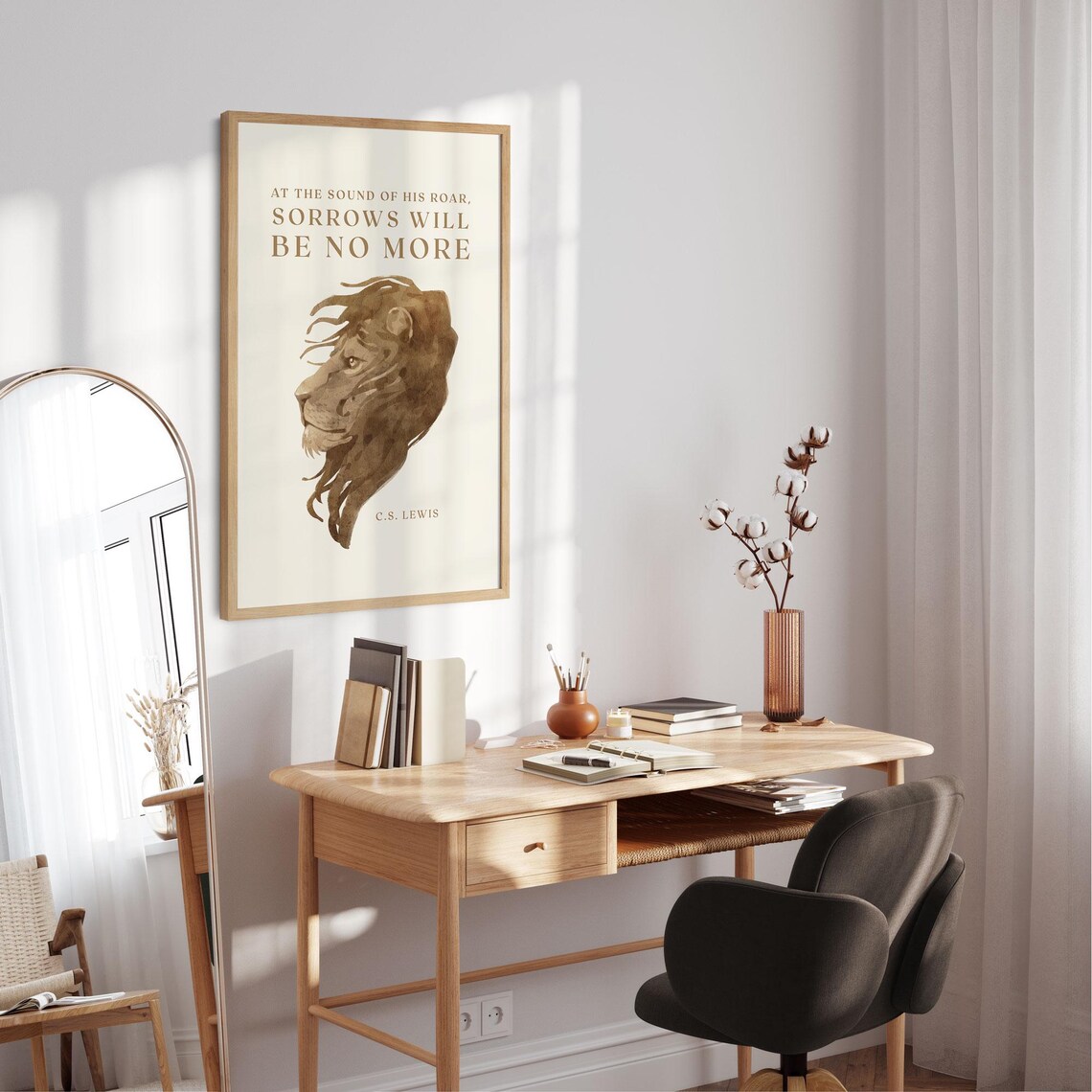 CS Lewis Aslan Lion Courage Quote Roar Watercolor Narnia Art Poster - Image 2