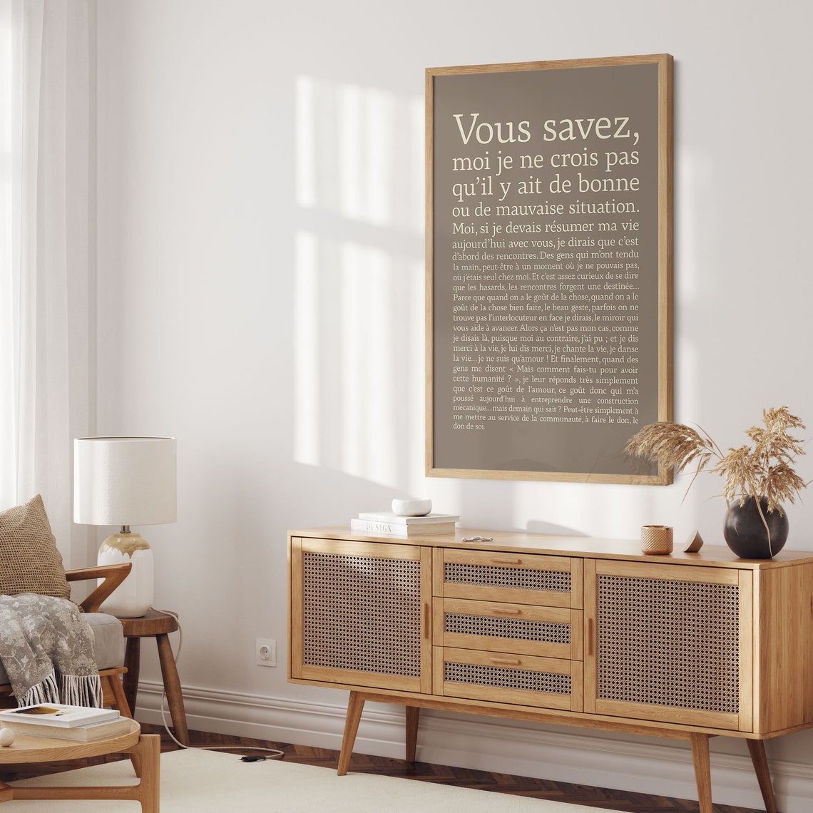 French Quote Typography Warm Taupe Minimalist Large Text Wall Art - Image 4