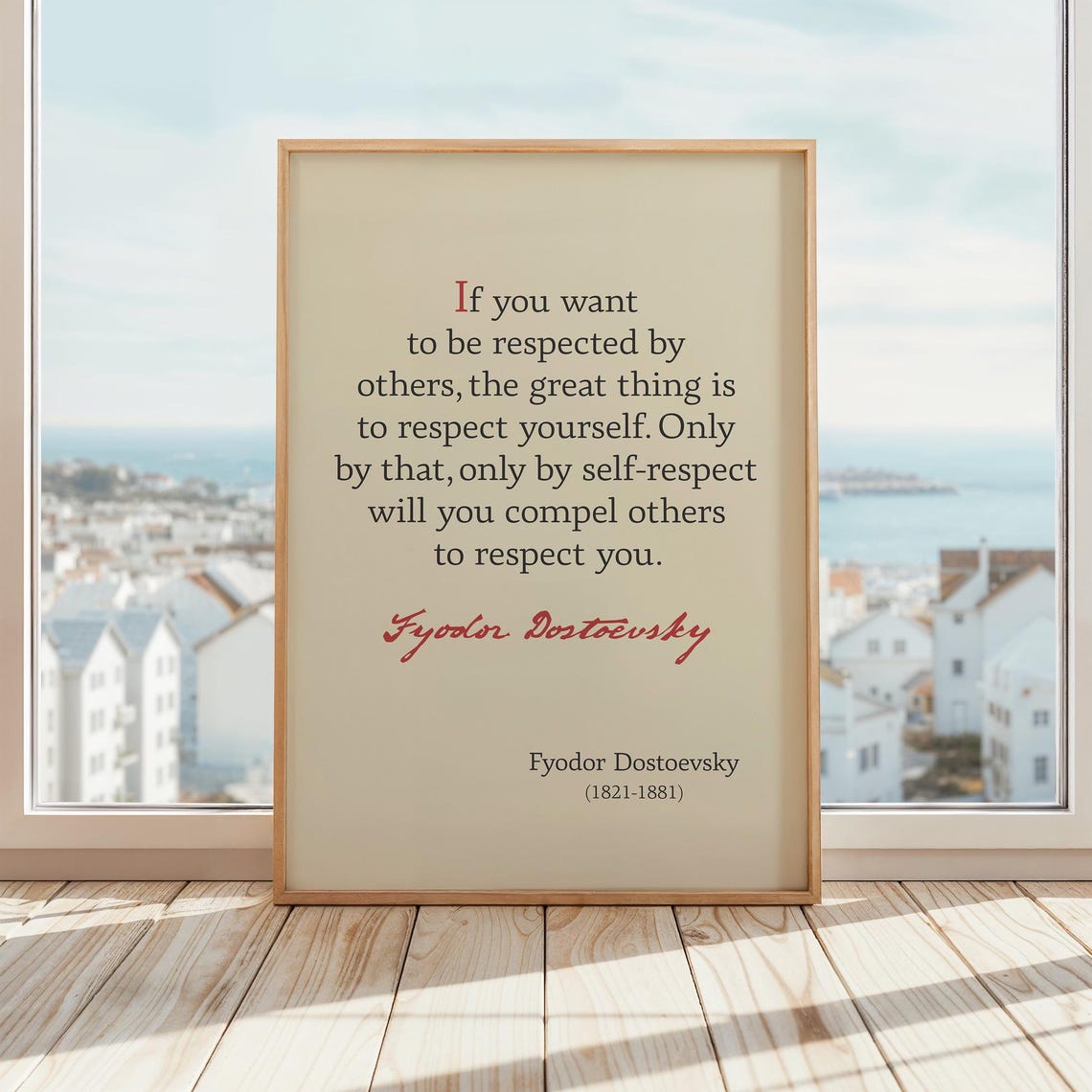 Fyodor Dostoevsky Self Respect Quote Classic Literature Cream Poster - Image 3