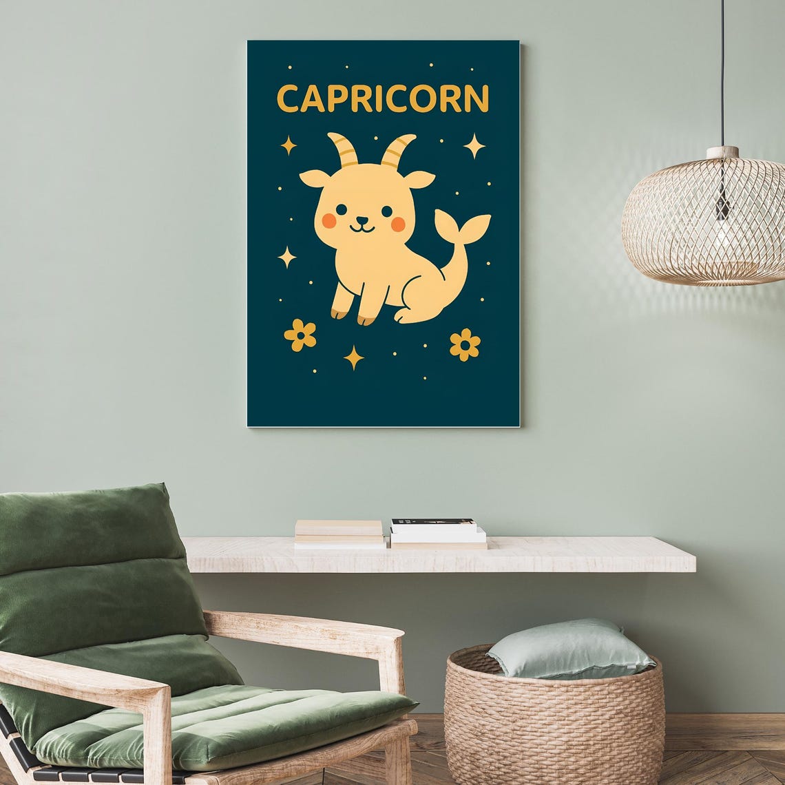 Capricorn Zodiac Print Instant Poster Home Decor