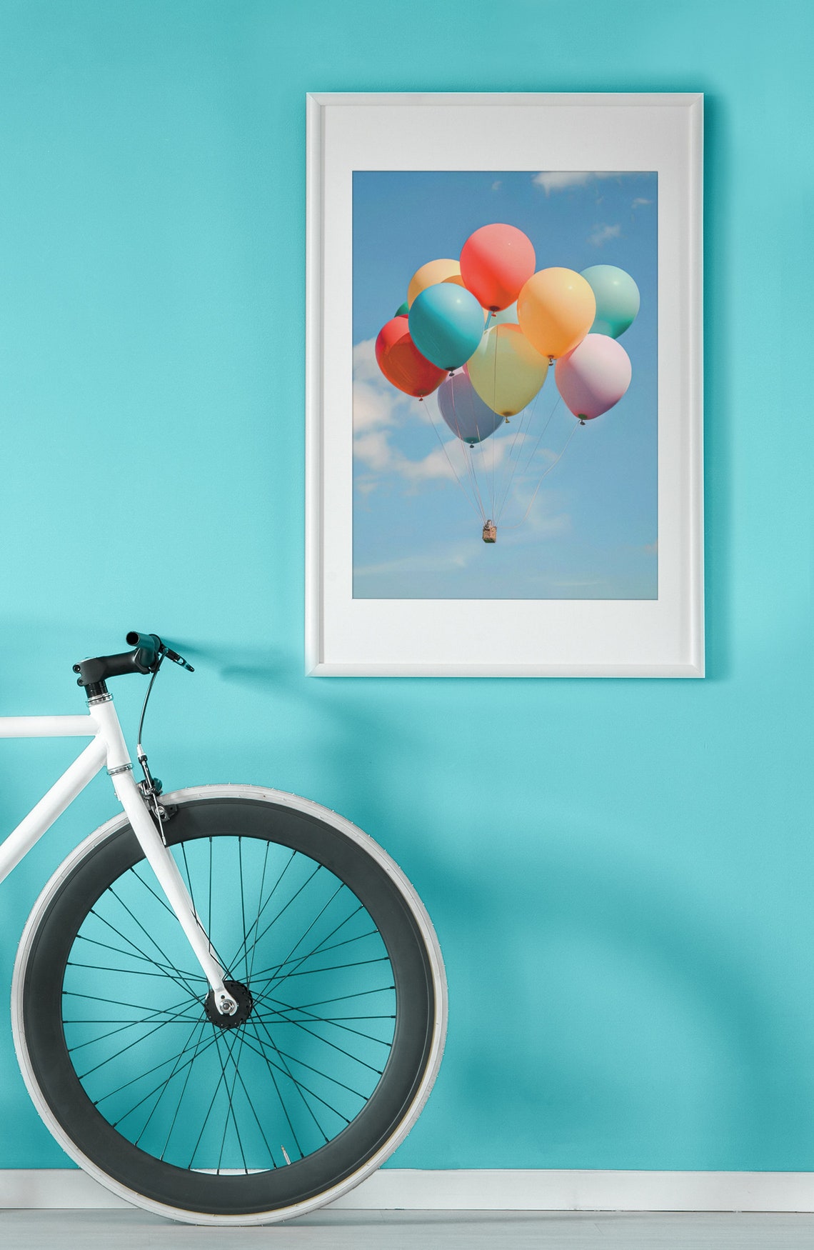 Colorful Pastel Balloons Floating in a Bright Blue Sky Poster - Image 2