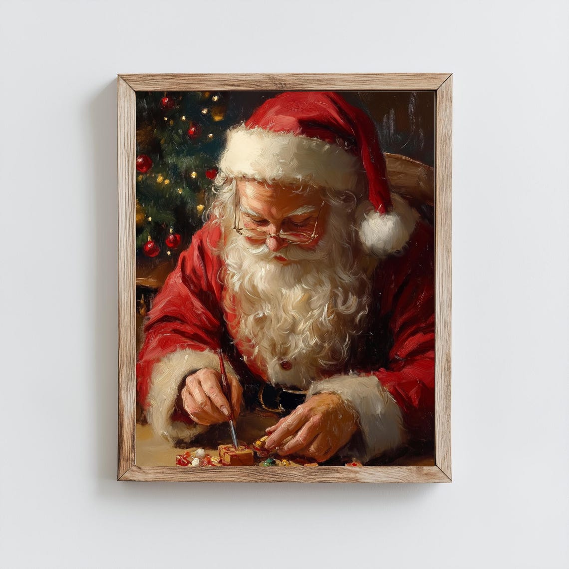 Vintage Christmas Santa Print Christmas Decoration Santa Claus Print Vintage Oil Painting Style Holiday Decor
