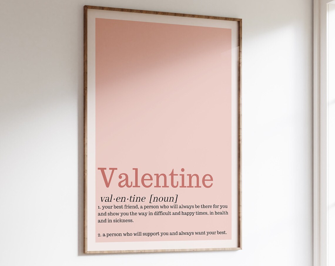 Valentine Definition Print, Pink Wall Art Decor