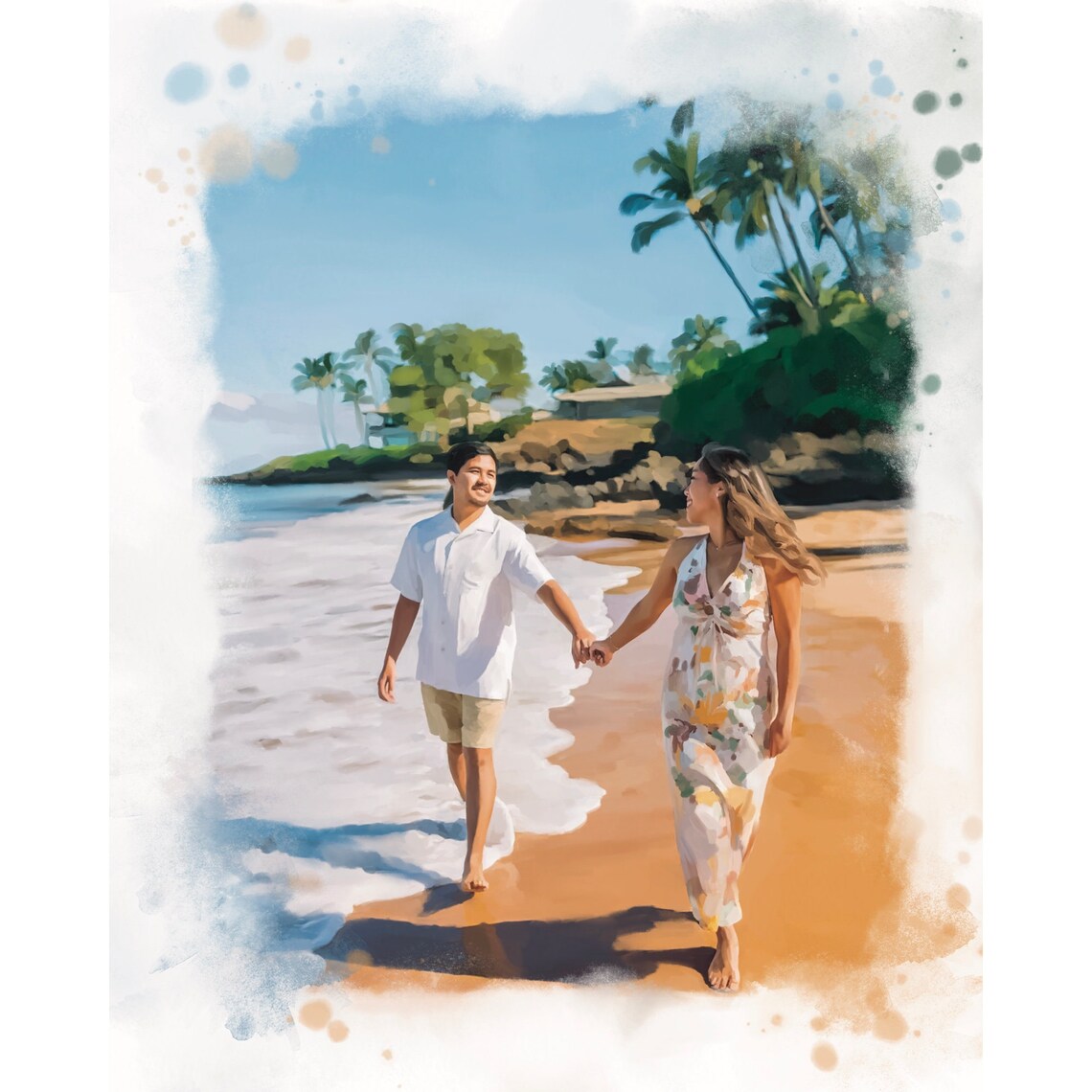 Custom Watercolour Family Portrait Wall Art Print - Image 3