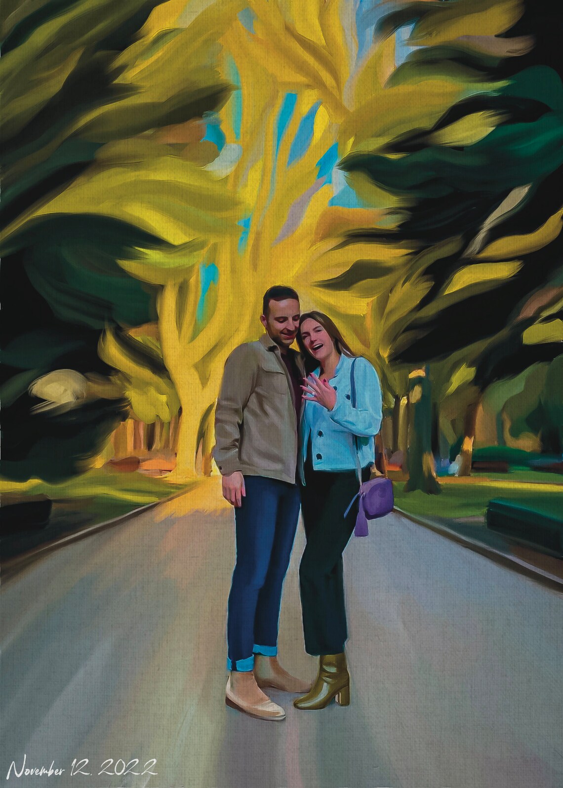 Smiling Couple Holding Their Newborn Baby in Golden Light Poster - Image 5
