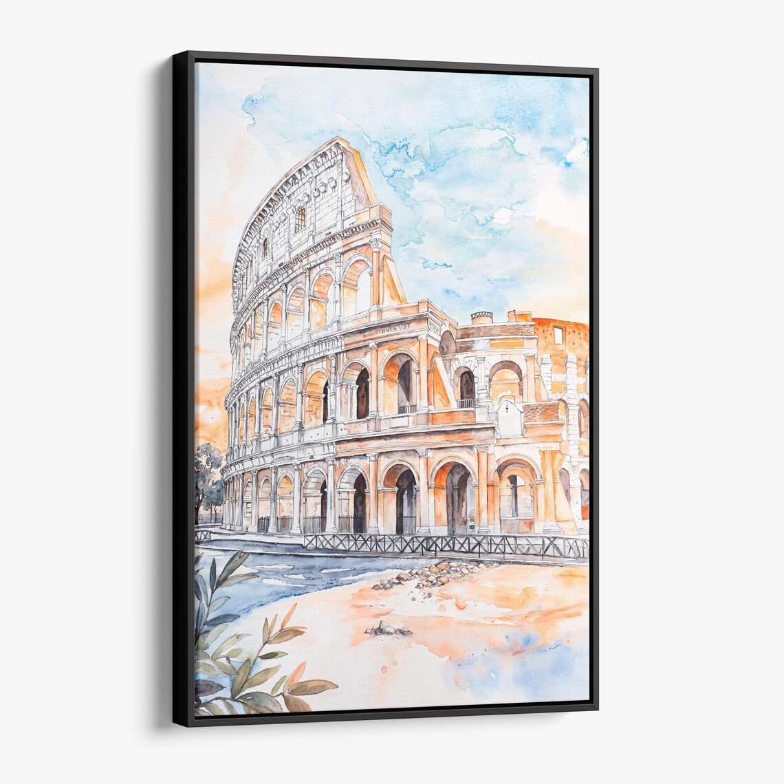 Rome Colosseum Ancient Amphitheater Watercolor Architecture Poster