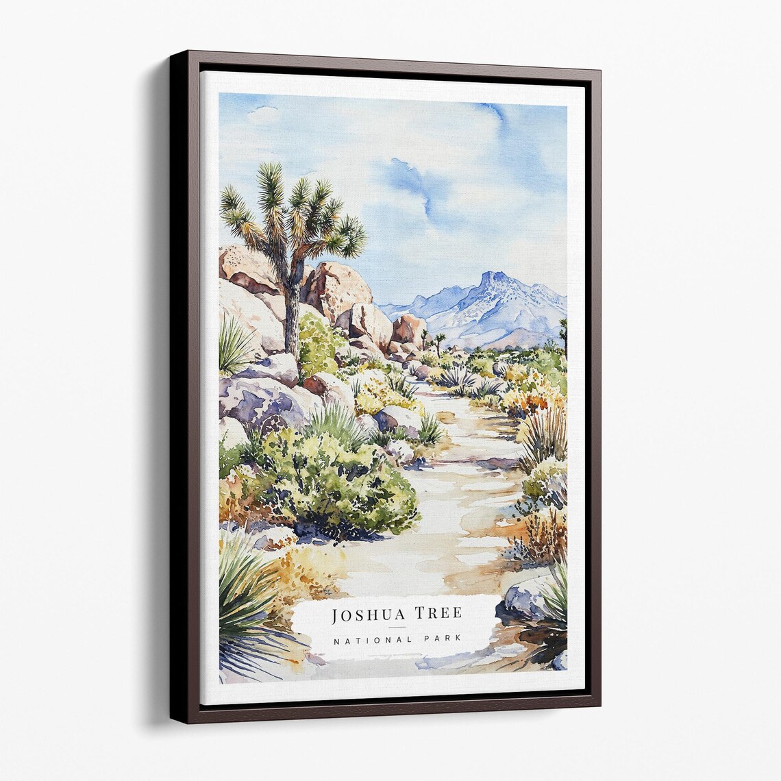 Joshua Tree National Park Desert Trail Watercolor Landscape Poster