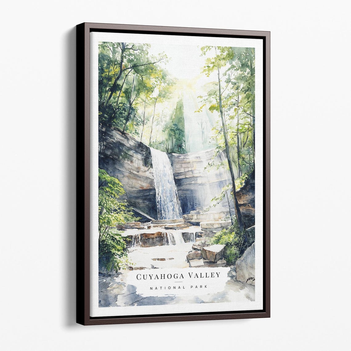 Cuyahoga Valley National Park Waterfall Watercolor Travel Poster