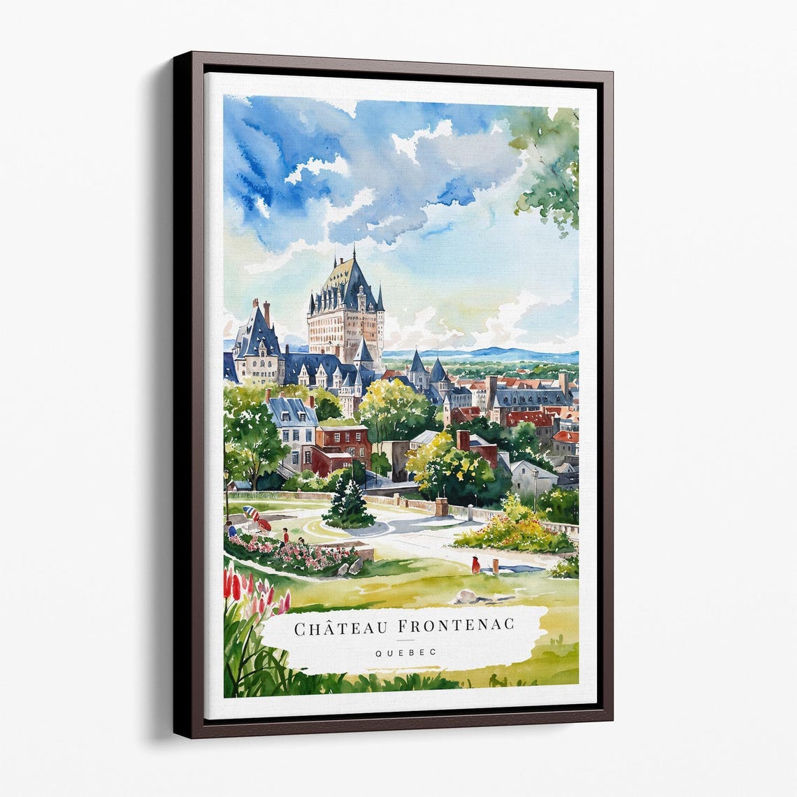 Chateau Frontenac Quebec Watercolor Historic Landmark Travel Poster