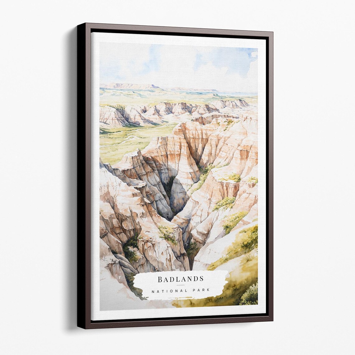 Badlands National Park Desert Canyon Watercolor Travel Poster