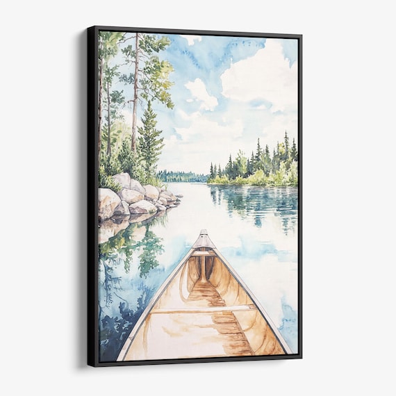 Minnesota Boundary Waters Canoe Lake Watercolor Scenic Poster