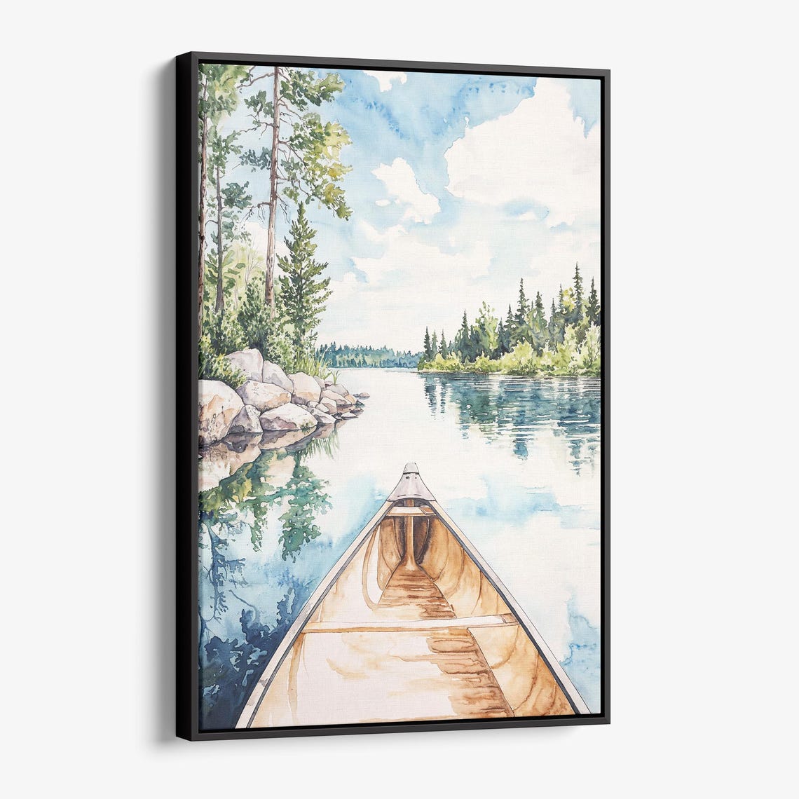Minnesota Boundary Waters Canoe Lake Watercolor Scenic Poster