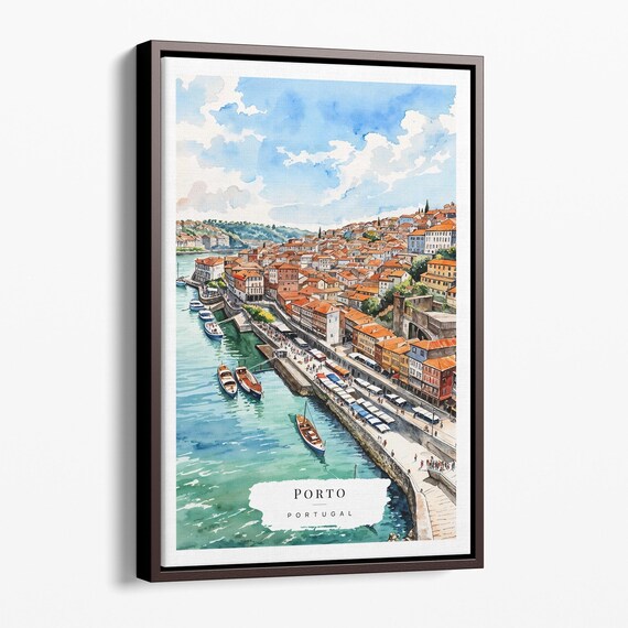 Porto Skyline Watercolor Canvas Art Print Cityscape Wall Decor