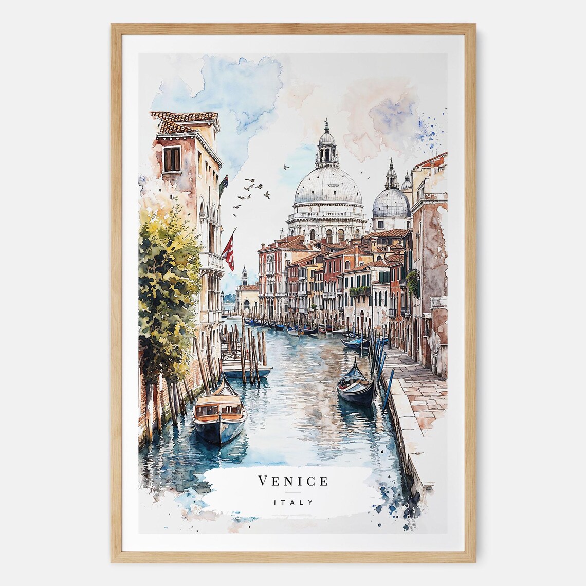 Venice Italy Watercolor Travel Poster, Europe