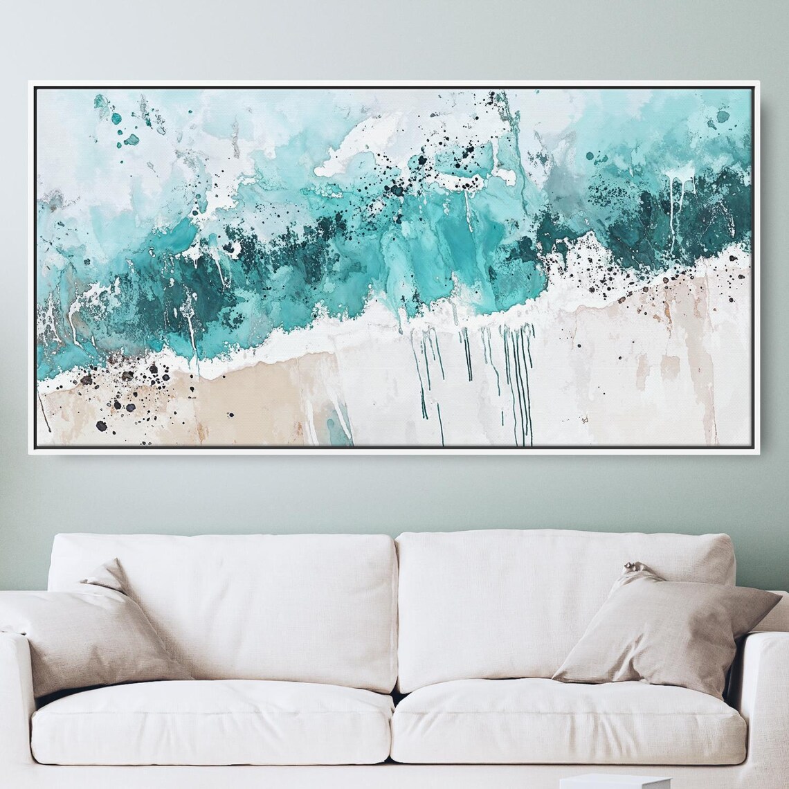 Abstract Ocean Canvas Art Print Coastal Wall Decor Tropical Beach Large Panorama For Hotel Offices Etc