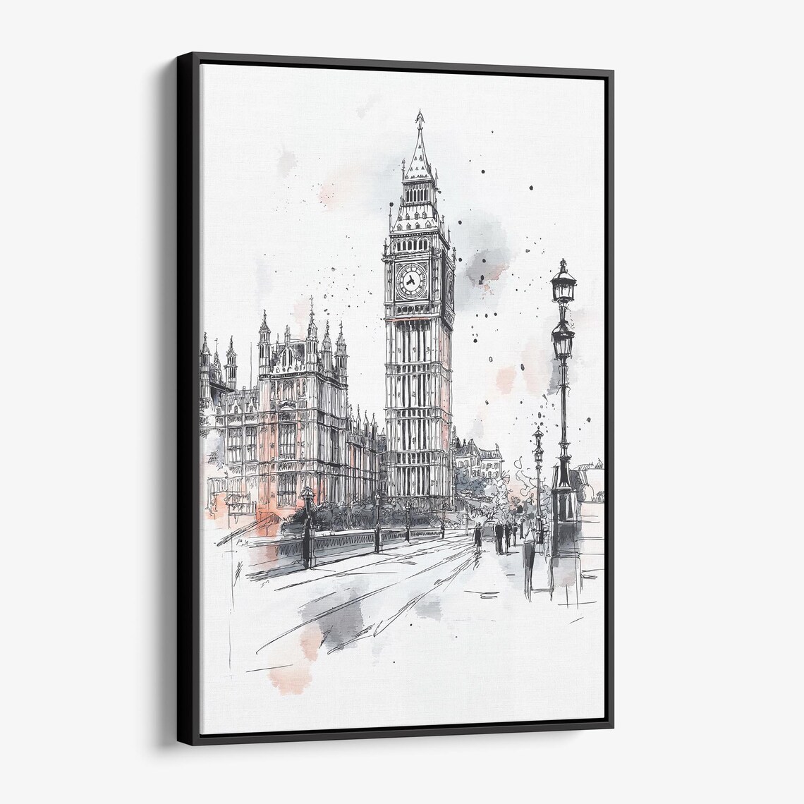 Big Ben London Parliament Ink Sketch Westminster Architecture Poster
