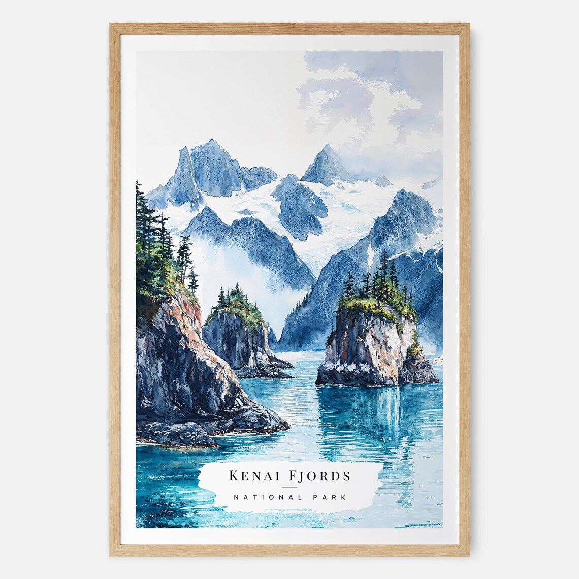 Kenai Fjords National Park Watercolor Art Print