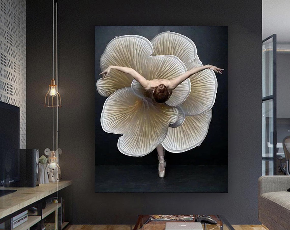 Ballerina Dancer White Petal Skirt Overhead Ballet Photo Poster