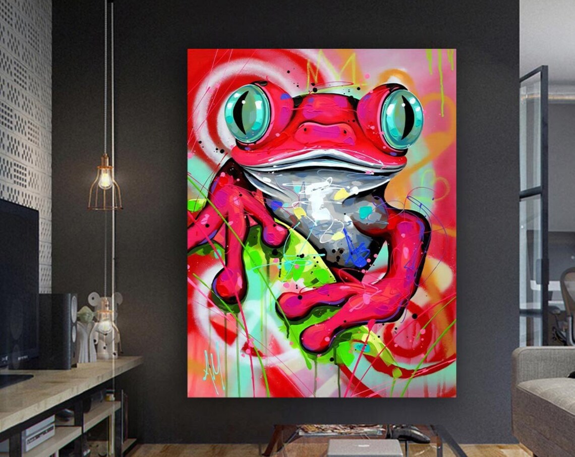 Red Frog Animal Decor, Fun Animal Wall Art