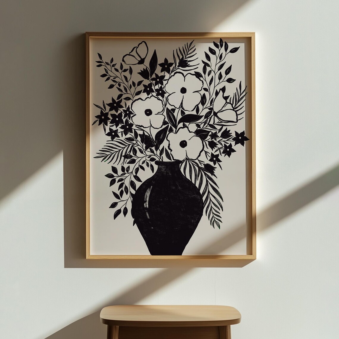 Wildflowers Bouquet Minimalist Mid-Century Art Print