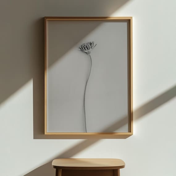 Minimalist Dried Daisy Wall Art Print, Botanical