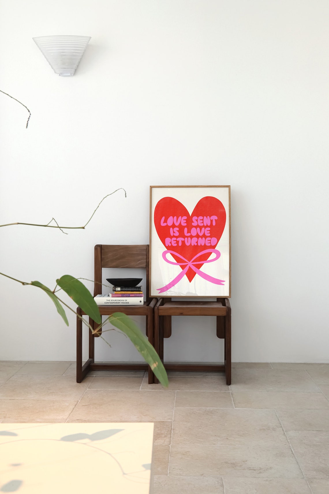 Love Sent Is Love Returned Red Heart Ribbon Valentine Quote Poster - Image 3