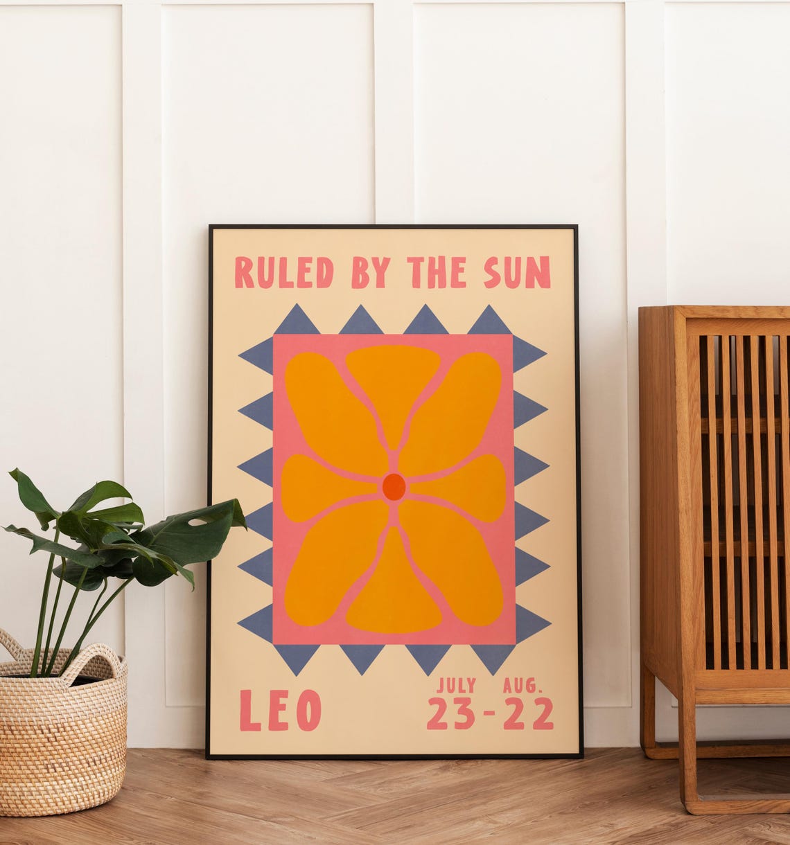 Leo Zodiac Flower Poster Ruled By The Sun Retro Astrology Print - Image 3