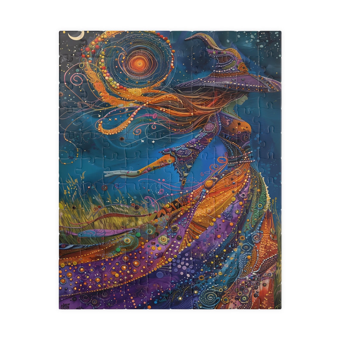 Celestial Witch Woman Conjuring Galaxy Starry Night Art Poster - Image 6