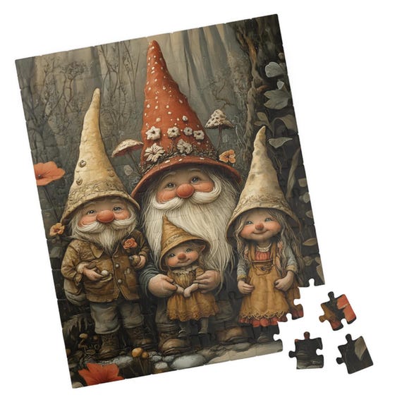 Gnome Family Jigsaw Puzzle Gift For Holidays Birthdays Get Well And Nursing Homes Fun Tech Free Activity