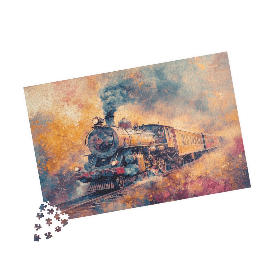 Vintage Steam Train Emerging From Golden Morning Mist Poster - Image 4