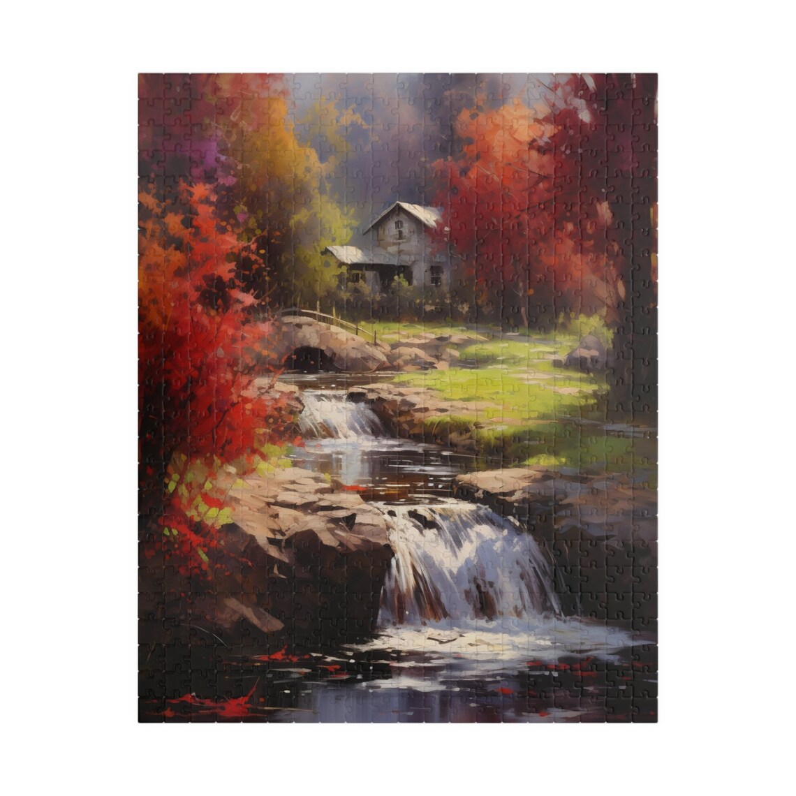 Country Cabin by Autumn Stream Waterfall Rustic Woodland Poster - Image 5