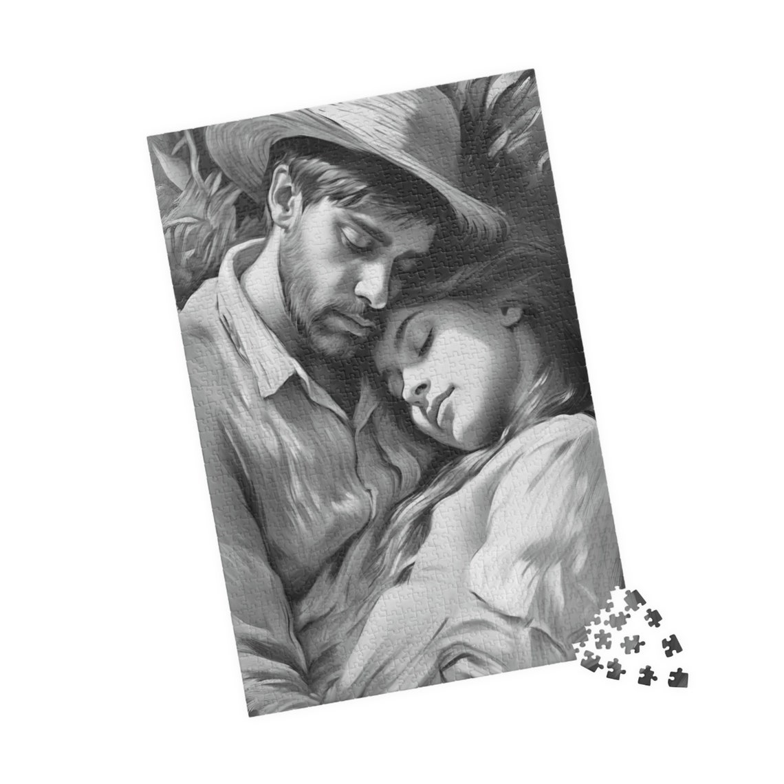 Timeless Black And White Portrait Of A Loving Couple Art Poster - Image 4