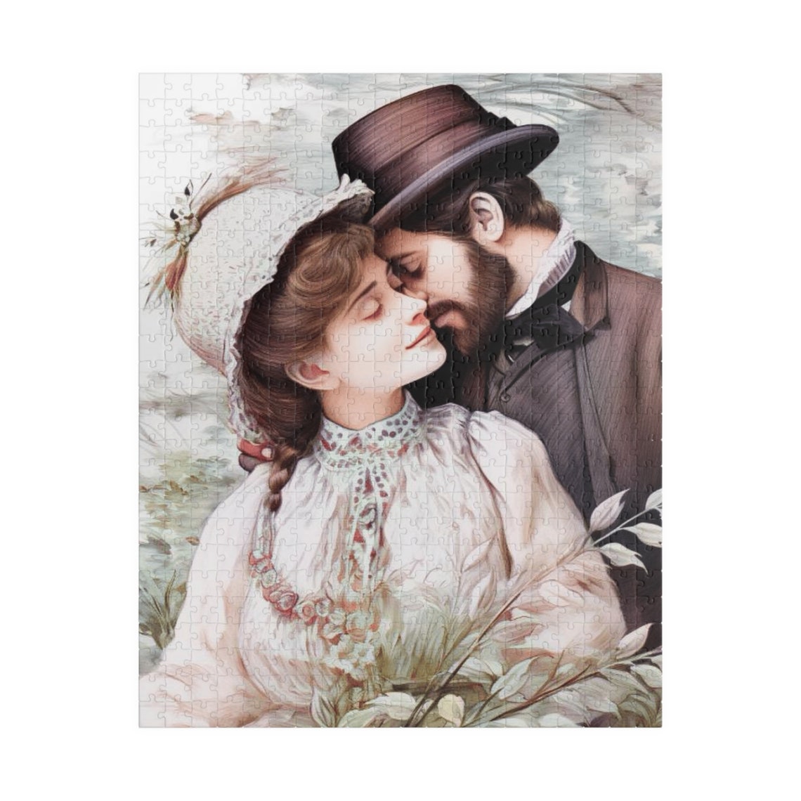 Victorian Gentleman Kissing His Beloved Forehead Tenderly Poster - Image 5