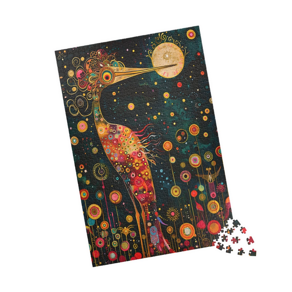 Whimsical Celestial Crane under a Starry Night Sky Scene Poster - Image 4
