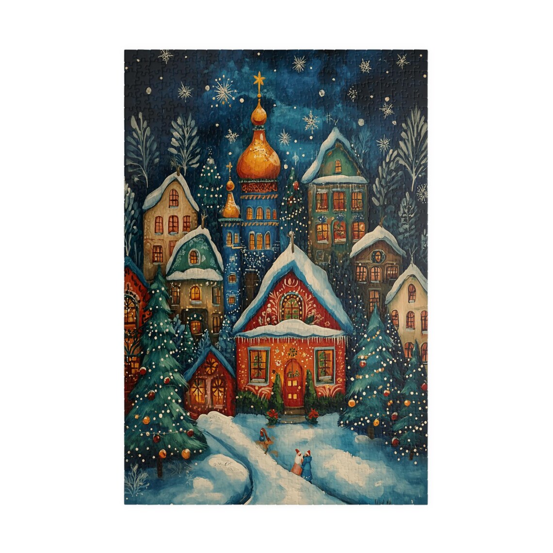 Snowy Village Russian Folk Art Art Print - Image 3