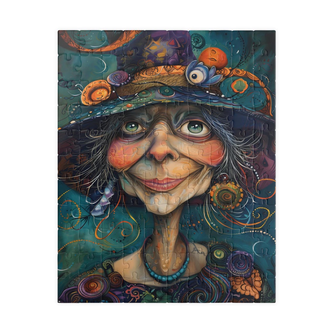 Silly Smiling Witch Helena in a Decorated Hat Portrait Poster - Image 5
