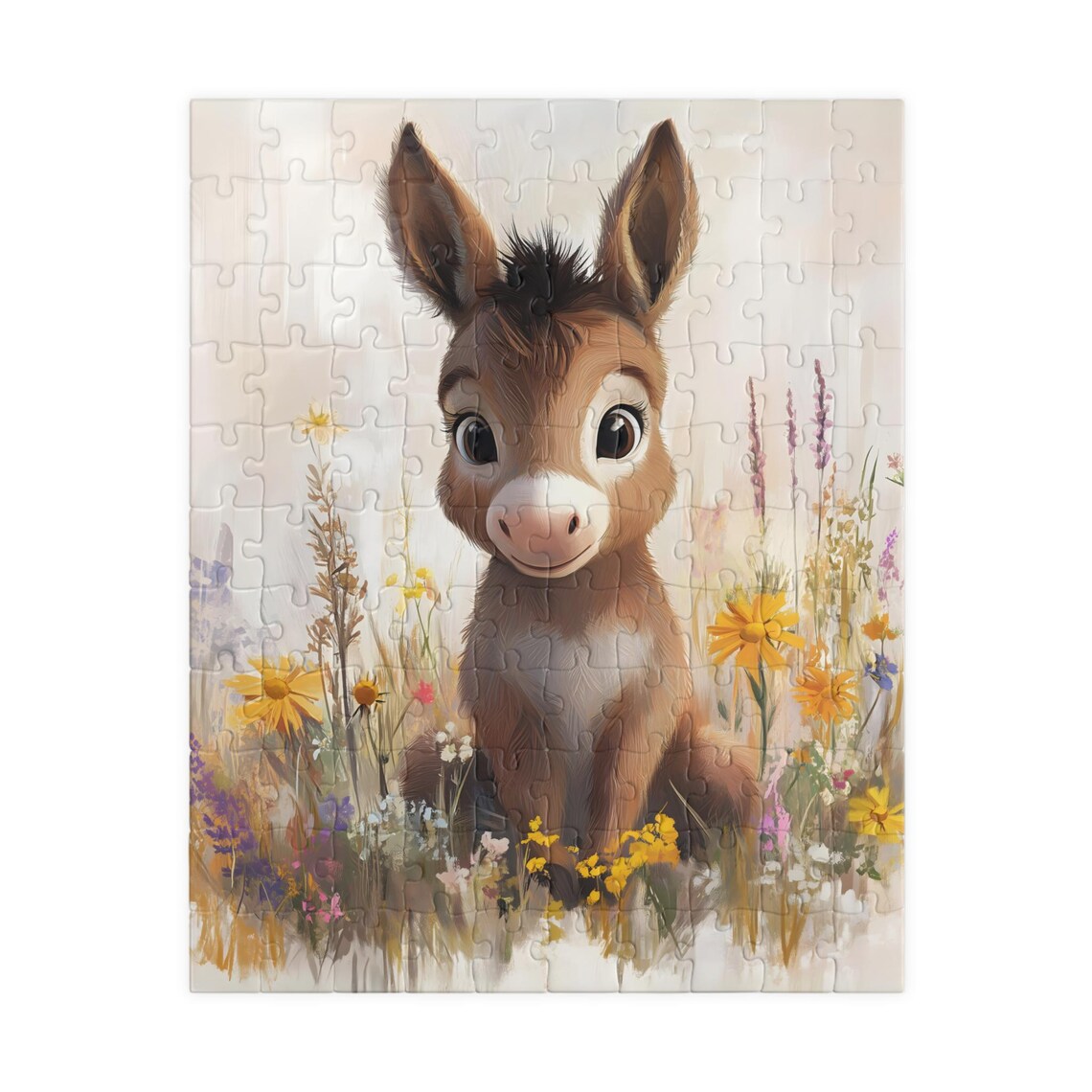 Baby Donkey Wildflower Meadow Cute Foal Floral Animal Art Poster - Image 5