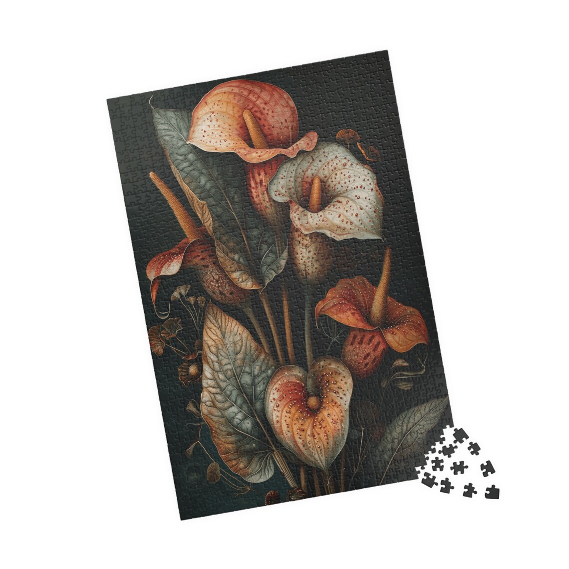 Moody Dark Botanical Painting of Exotic Tropical Blooms Poster - Image 5