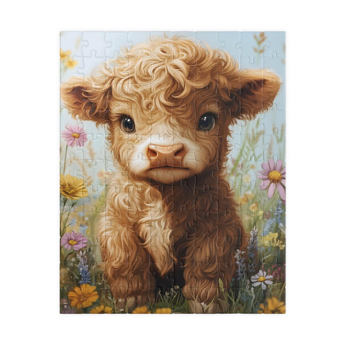 Baby Highland Cow In A Field Of Flowers Art Print - Image 5