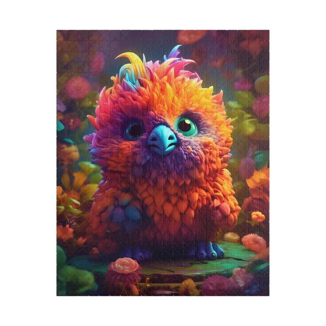 Adorable Rainbow Feathered Fantasy Creature With Big Eyes Poster - Image 5