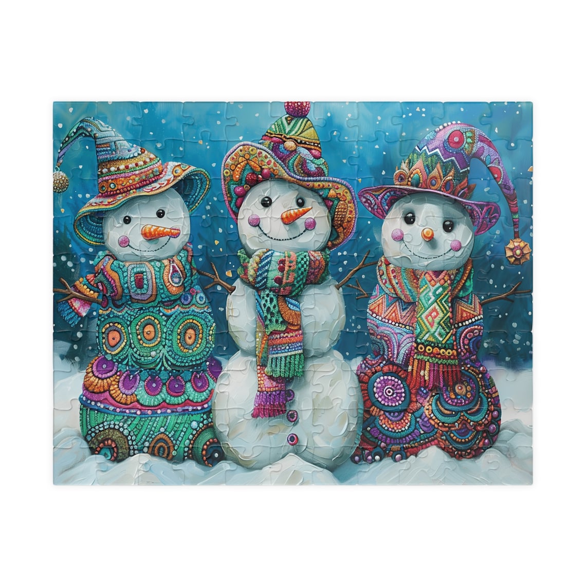 Whimsical Snowman Friends Jigsaw Puzzle Art Print - Image 5