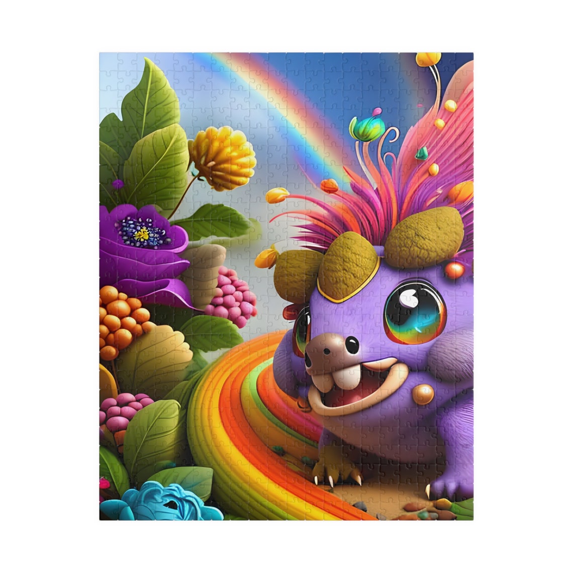 Chromo Happy Purple Fantasy Creature Rainbow Garden Kids Poster - Image 5