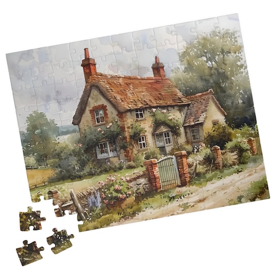 Country Cottage Watercolor English House Art Print
