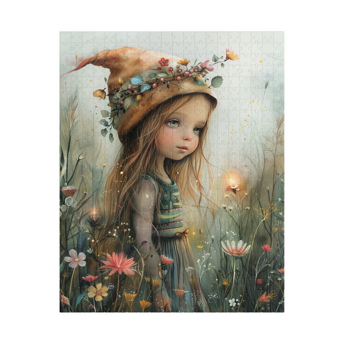 Whimsical Girl In Floral Nightcap Wildflower Meadow Art Poster - Image 5