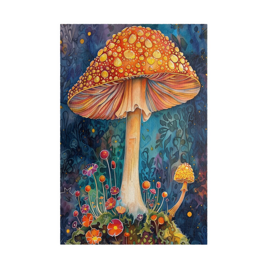 Giant Orange Spotted Mushroom in Magical Watercolor Forest Poster - Image 3
