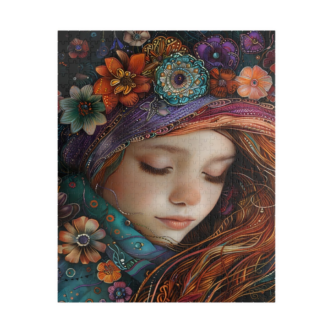 Girl with Flower Crown Whimsical Floral Portrait Dreamy Lady Poster - Image 5