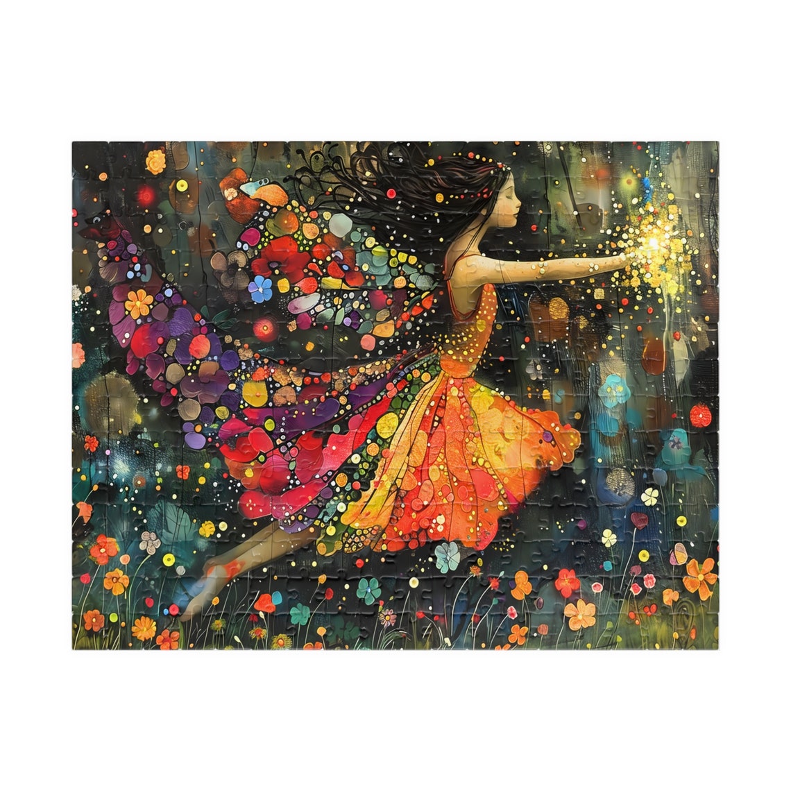 Dancing Fairy Girl in a Blooming Flower Dress Sparkling Garden Poster - Image 2